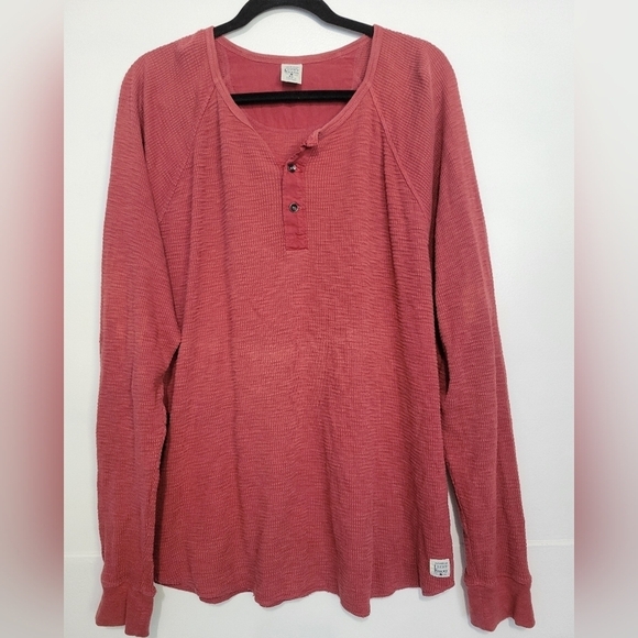 Lucky Brand Men's Henley Waffle-Knit Cotton Thermal Tee Size XL Red - Picture 1 of 10